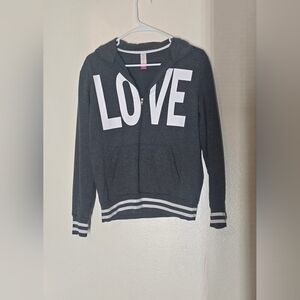 No Boundaries Gray and White LOVE Sweater